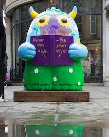 A colourful monster sculpture